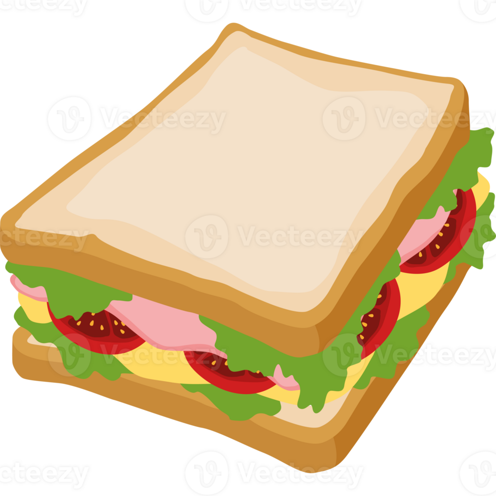 A sandwich with lettuce, tomatoes and cheese png