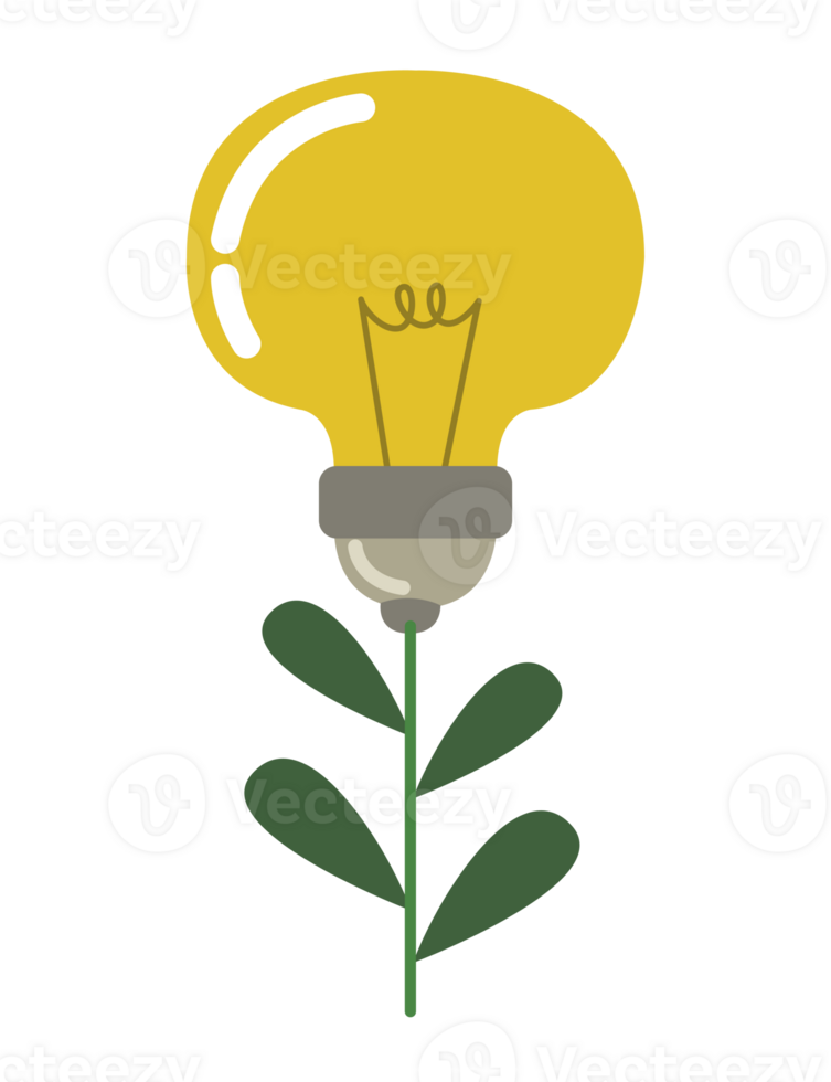 A light bulb with a plant on it png