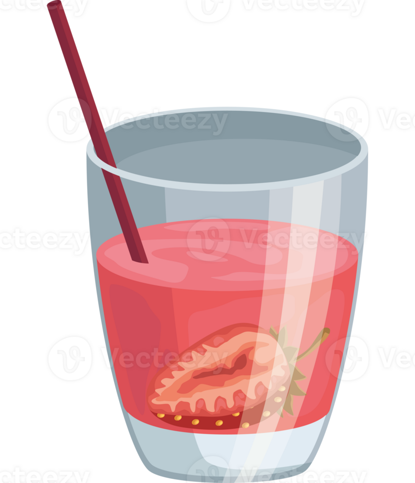 A strawberry drink with a straw in it png