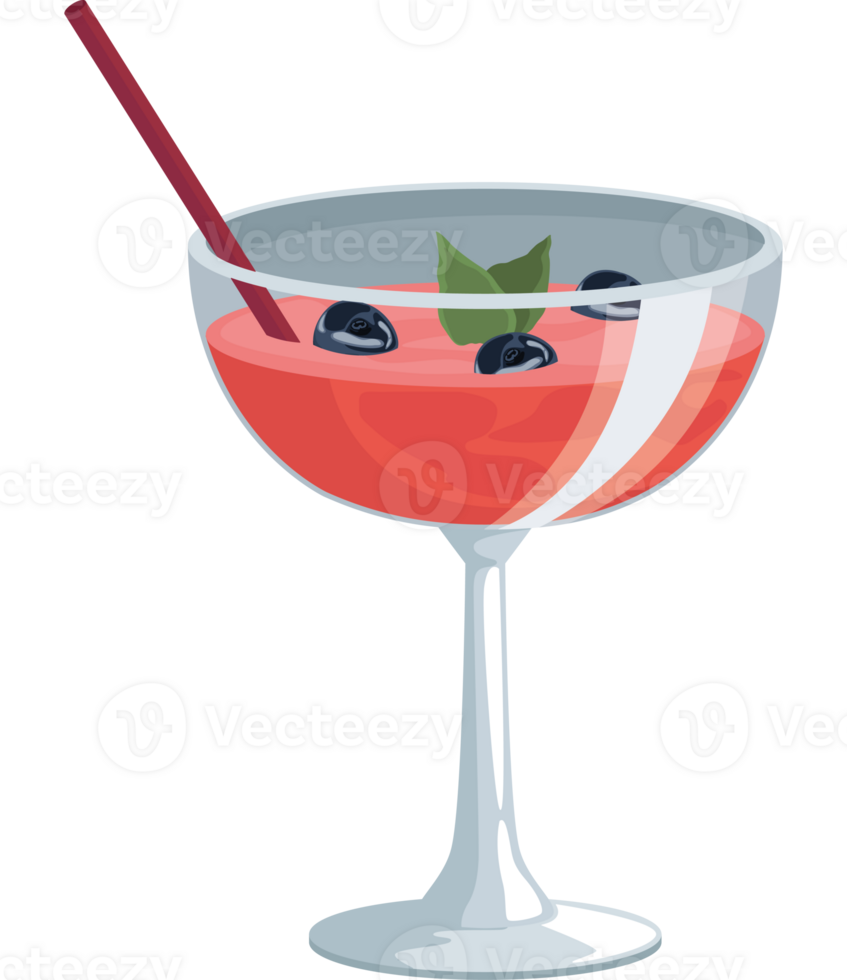 A cocktail with a straw and a garnish png