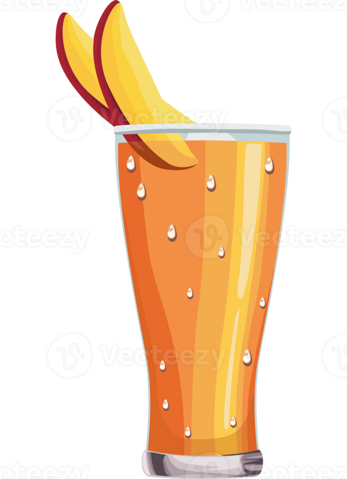 A glass of orange juice with a slice of peach png