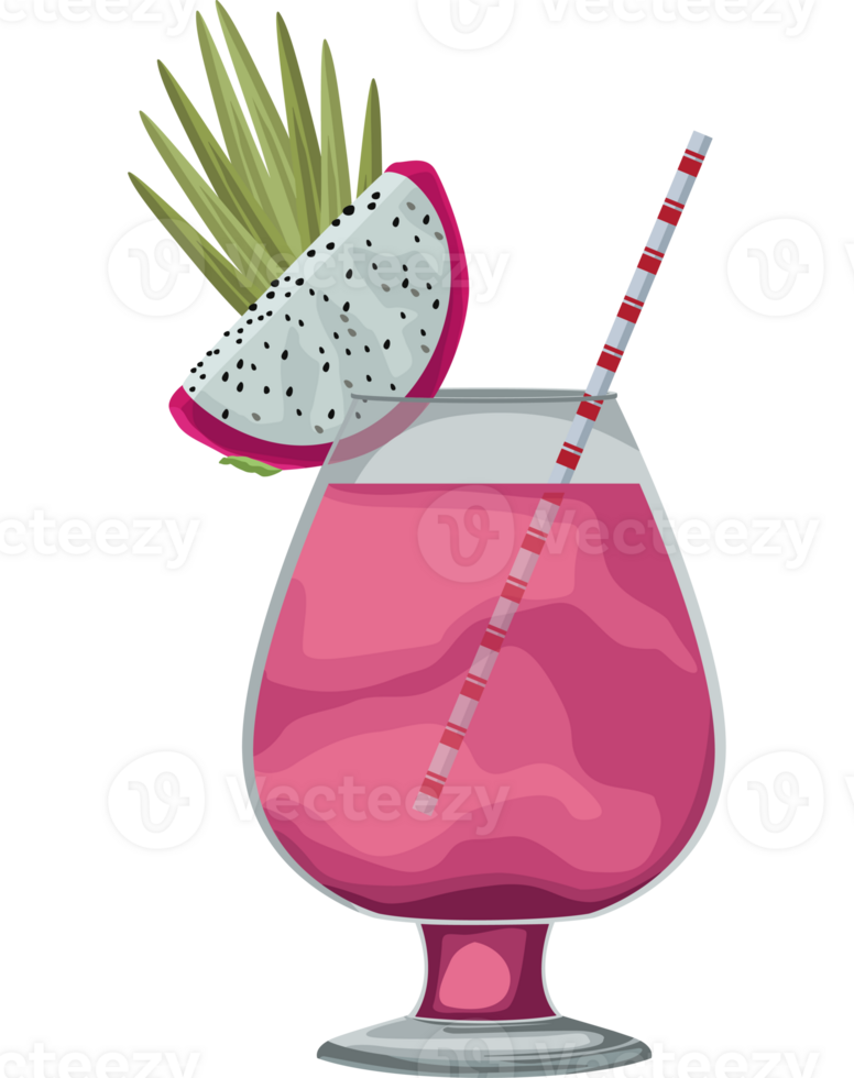 A pink drink with a straw and a slice of dragon fruit png
