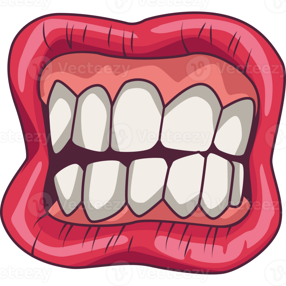 A cartoon mouth with teeth and white teeth png