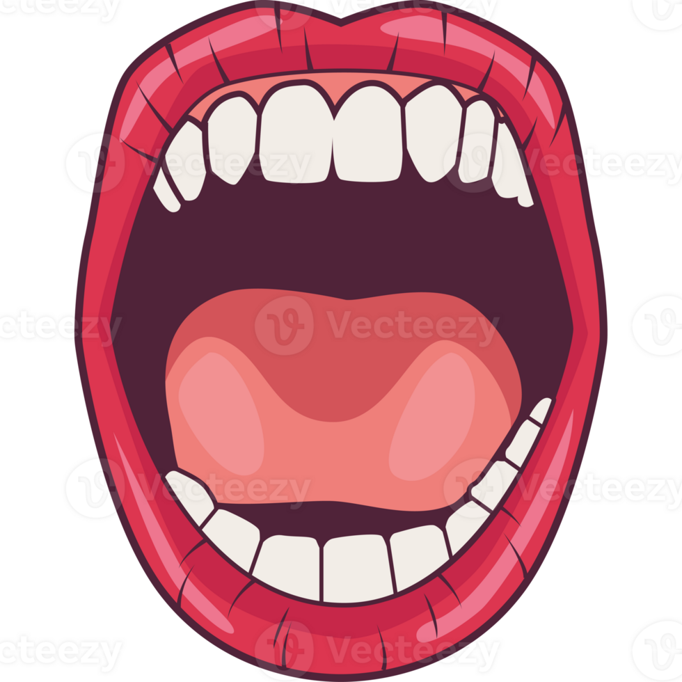 A cartoon mouth with open teeth png