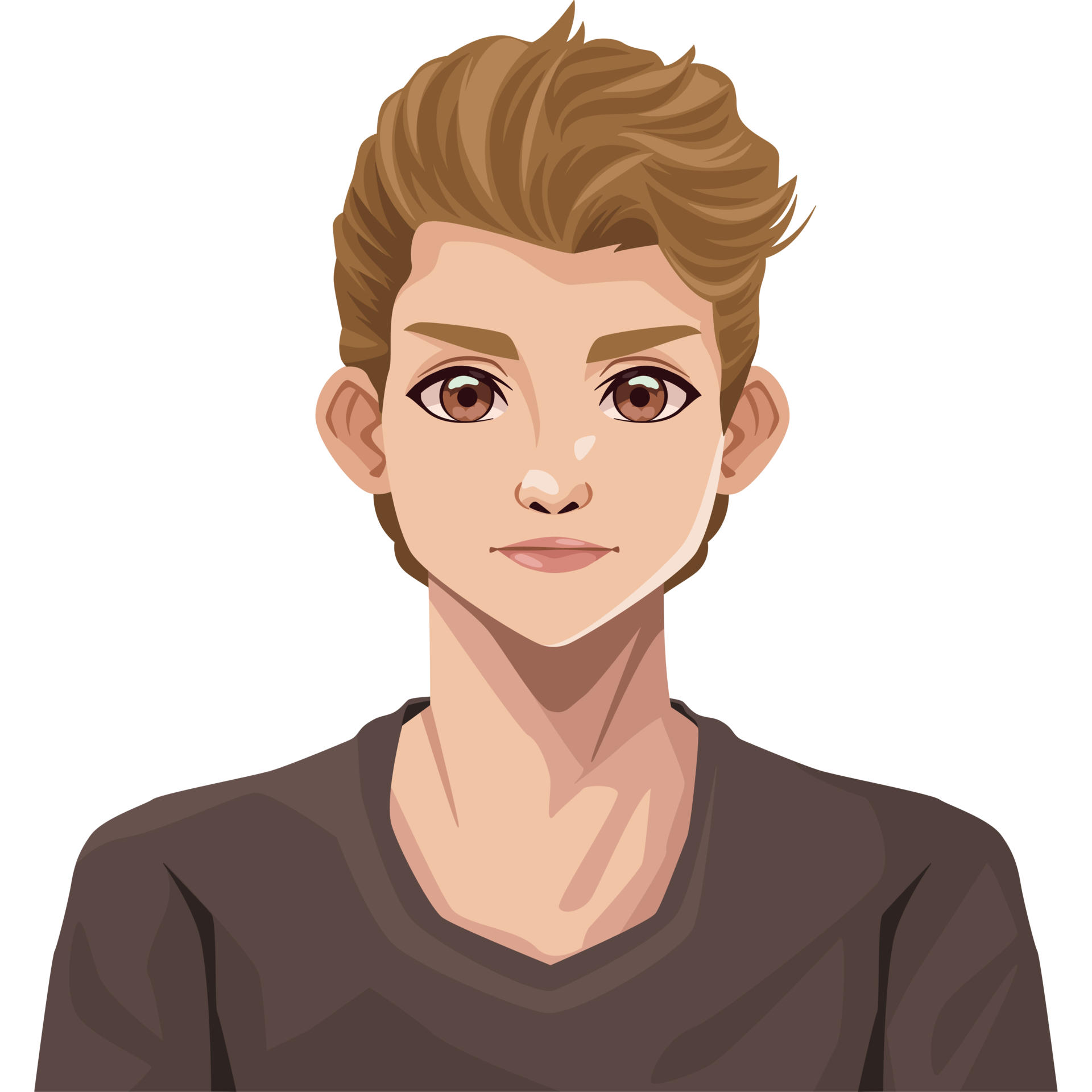 A cartoon boy with brown hair and brown eyes 49027605 PNG
