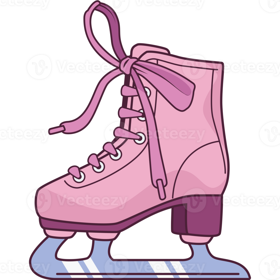 Pink ice skates with a ribbon on the side png