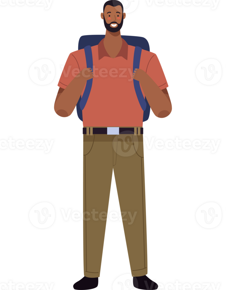 Man with backpack illustration png