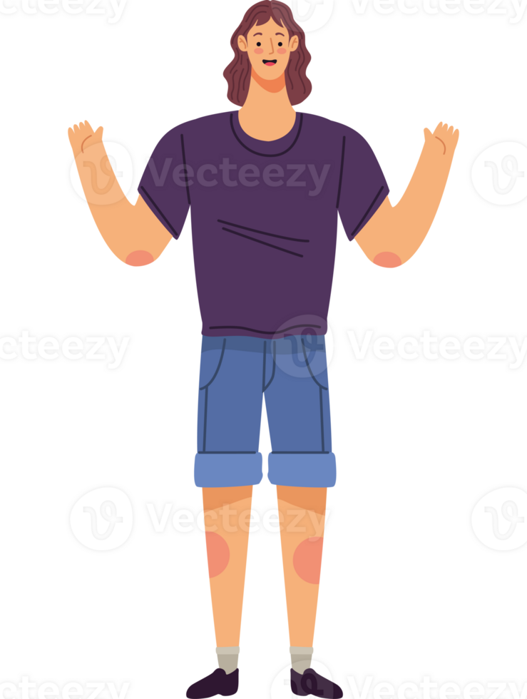 A cartoon man with arms outstretched png