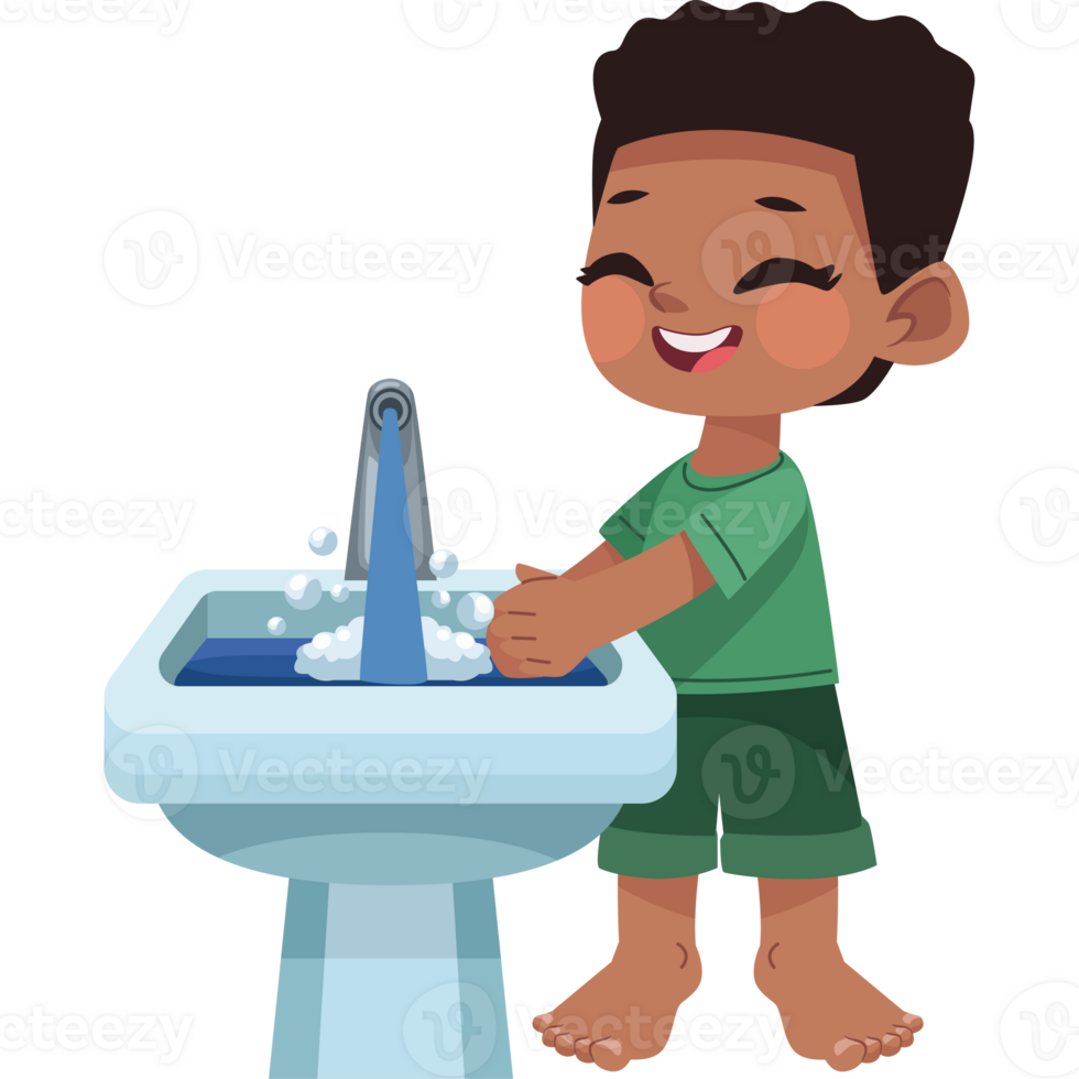 A boy washing his hands in the sink png