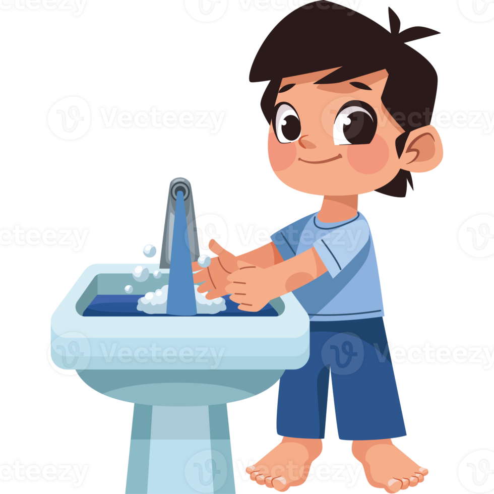 Boy washing his hands clipart png