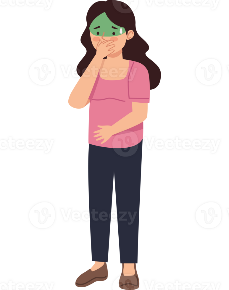 Illustration of a woman with a green mask on her face png
