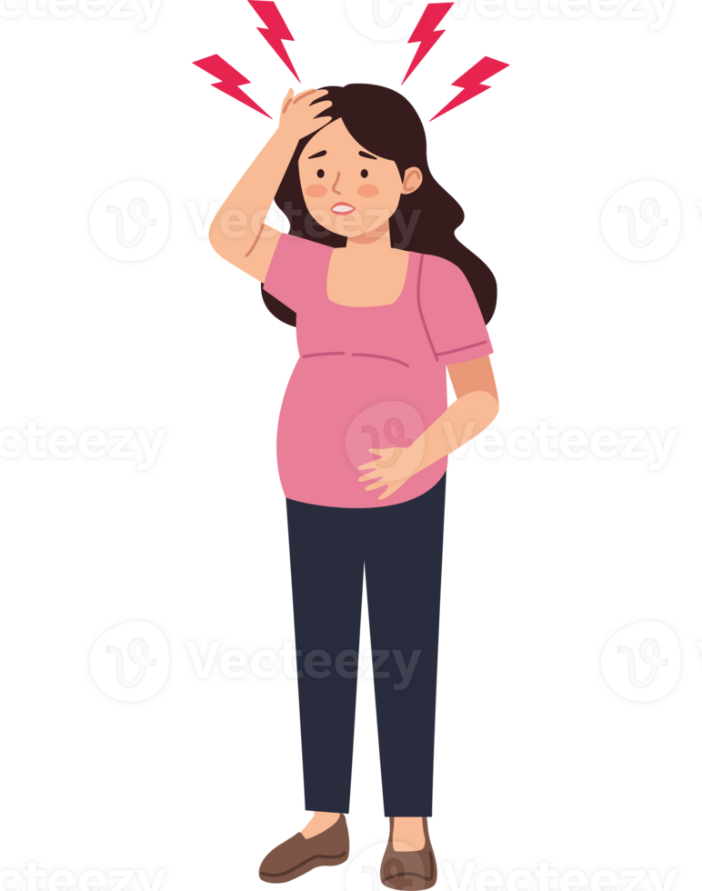 A pregnant woman with lightning coming from her head png