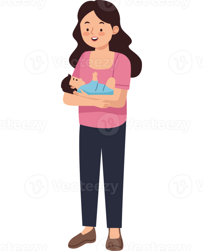 A woman holding a baby in her arms png