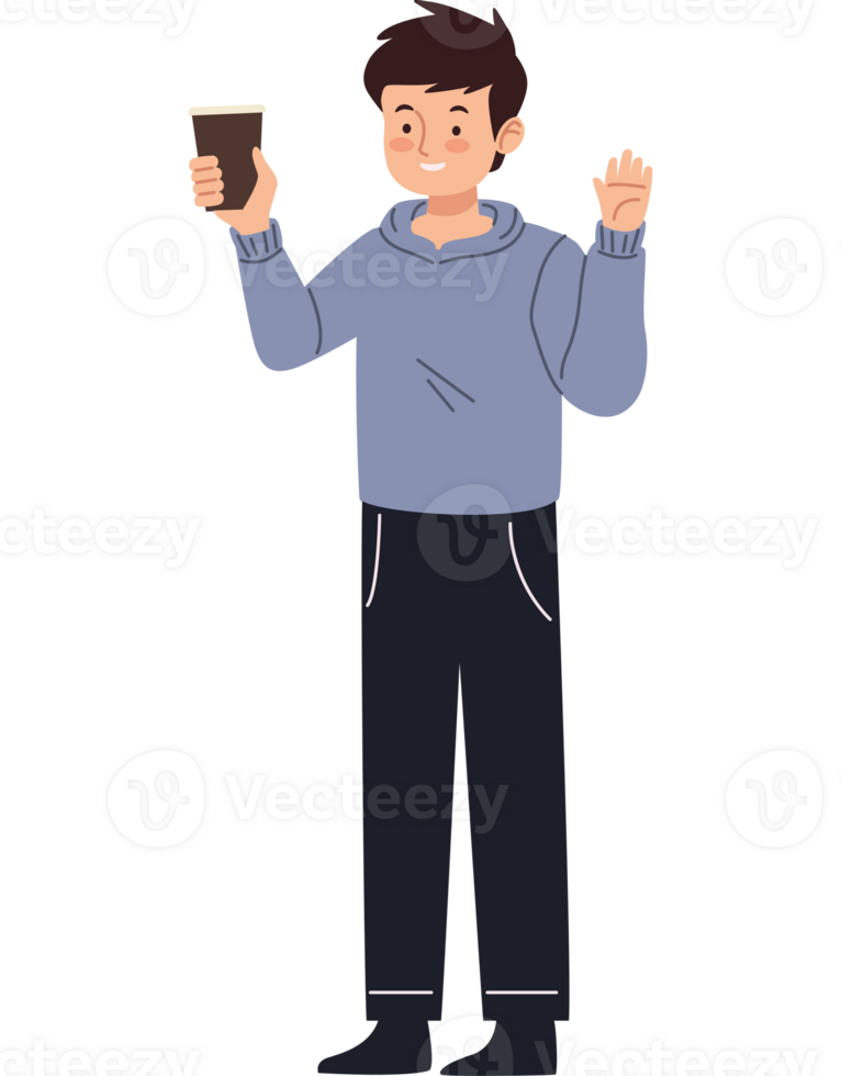 A man holding a cup of coffee png