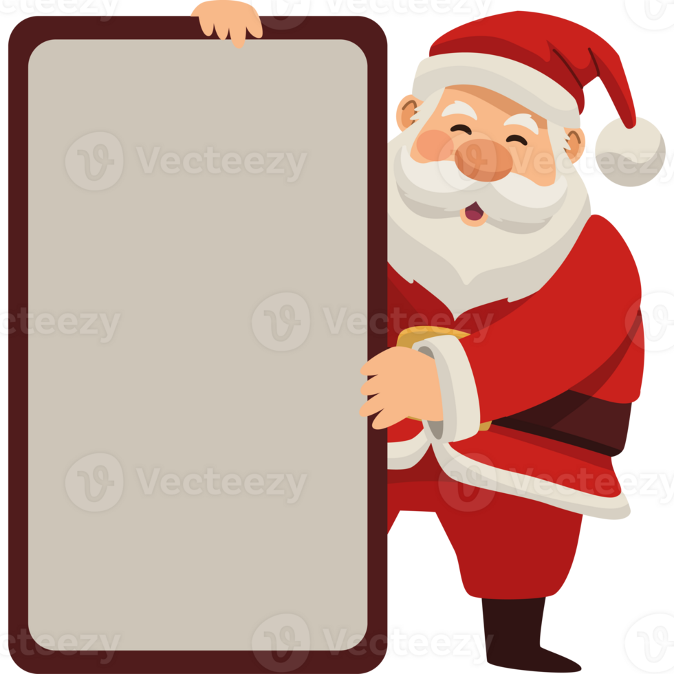 Santa claus holding a blank board png