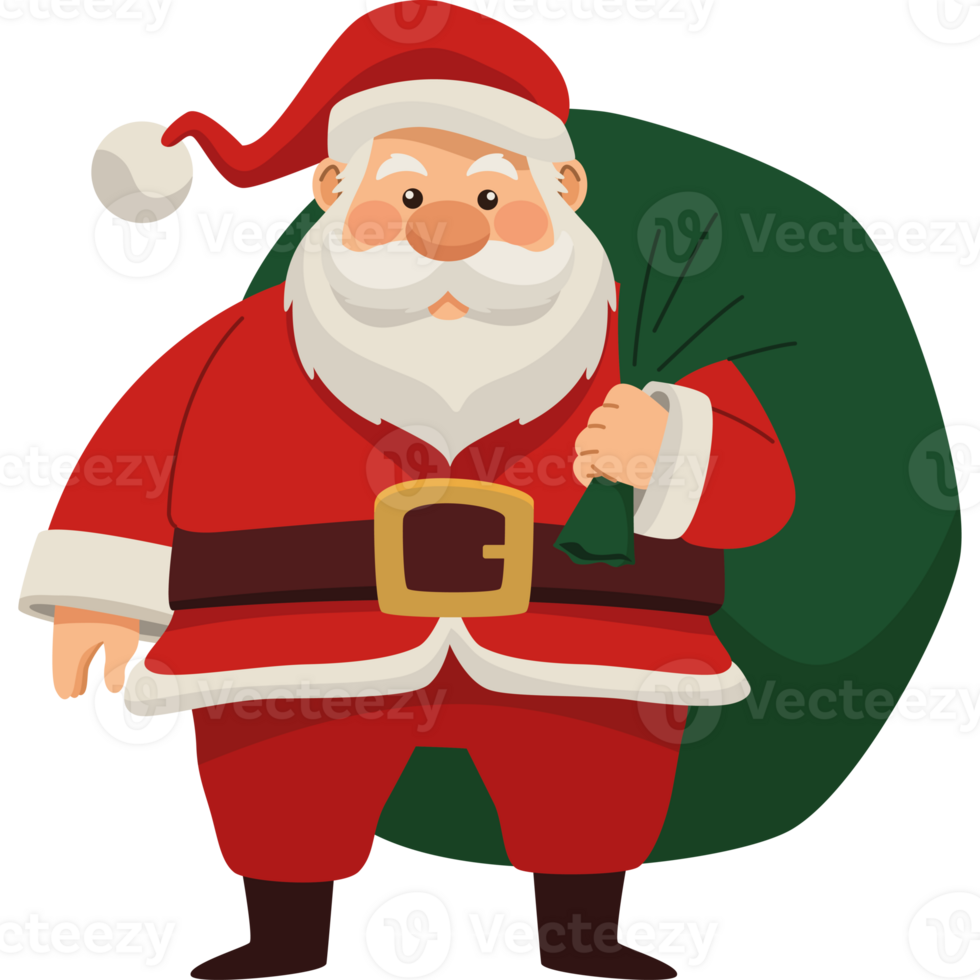 Santa claus with a bag of presents png