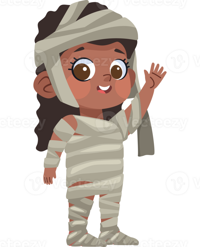 A cartoon girl dressed as a mummy png