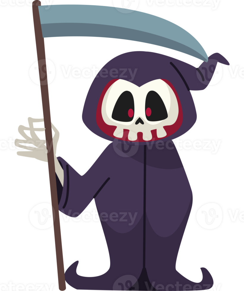 Cartoon grim reaper holding a scythe png