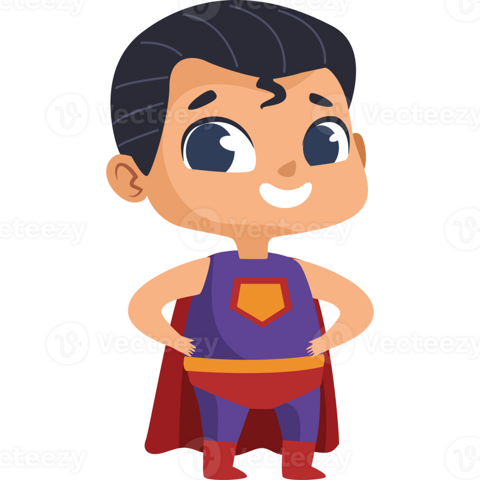 Cartoon boy in superhero costume png