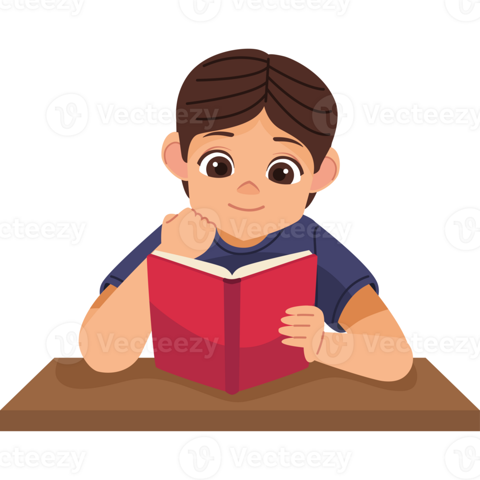 A boy is reading a book png