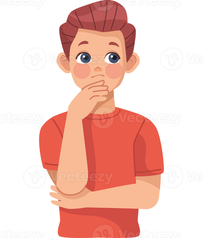 A boy is thinking about something png