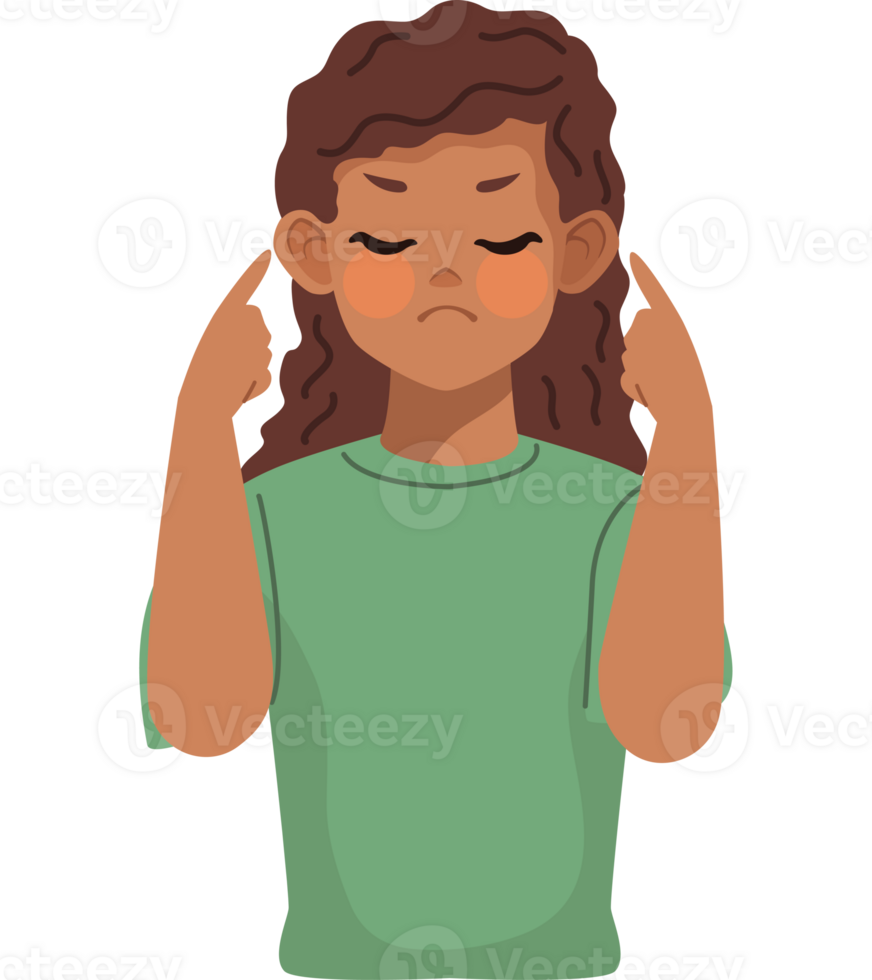 A girl with her hands on her head png
