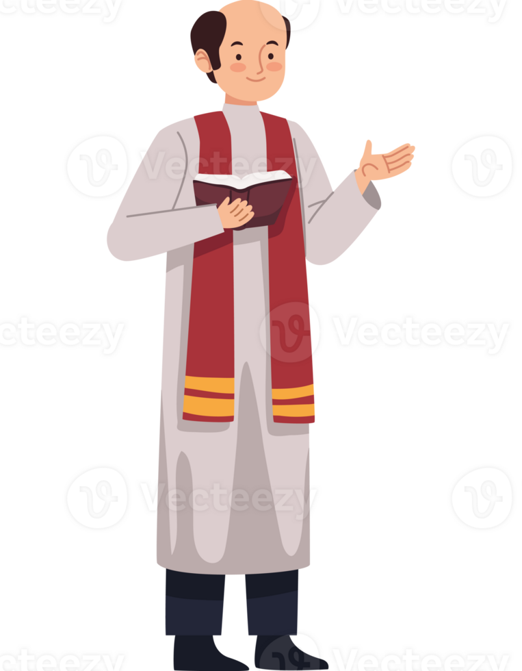 A cartoon priest holding a bible png