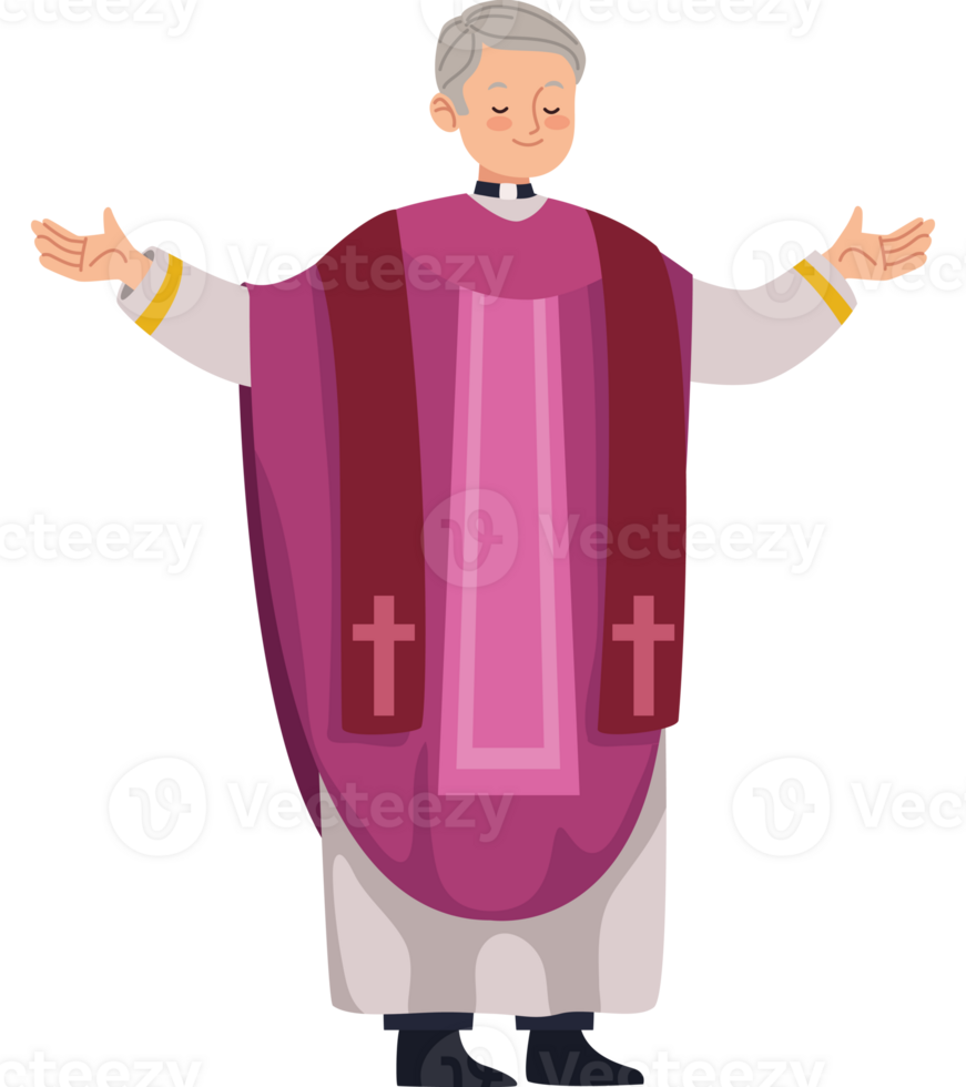 A cartoon priest in purple and white png