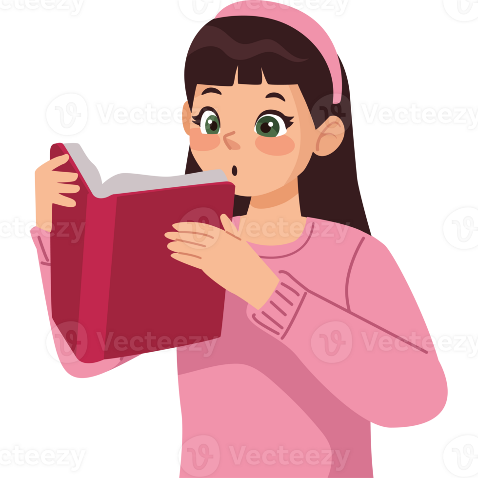 A girl reading a book png