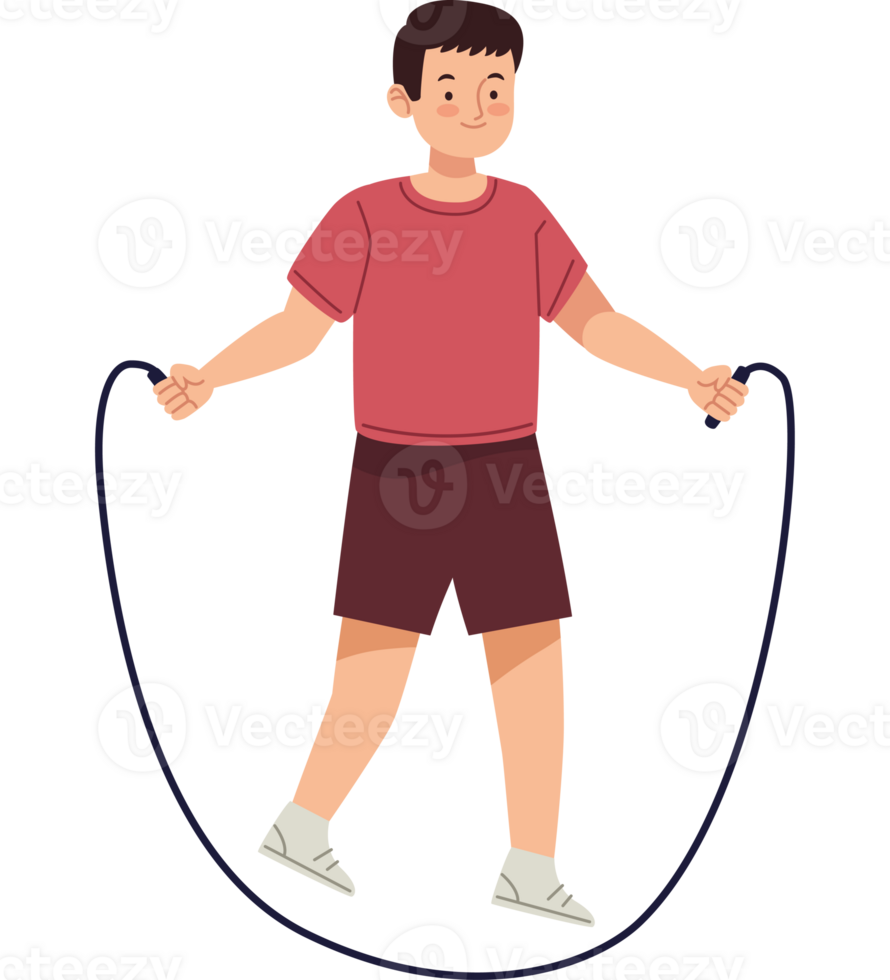 A boy is jumping rope with a skipping rope png