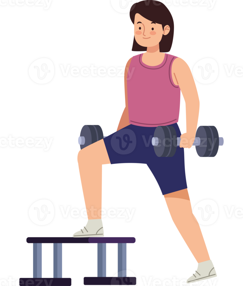 A woman is doing a squat with a dumbbell png