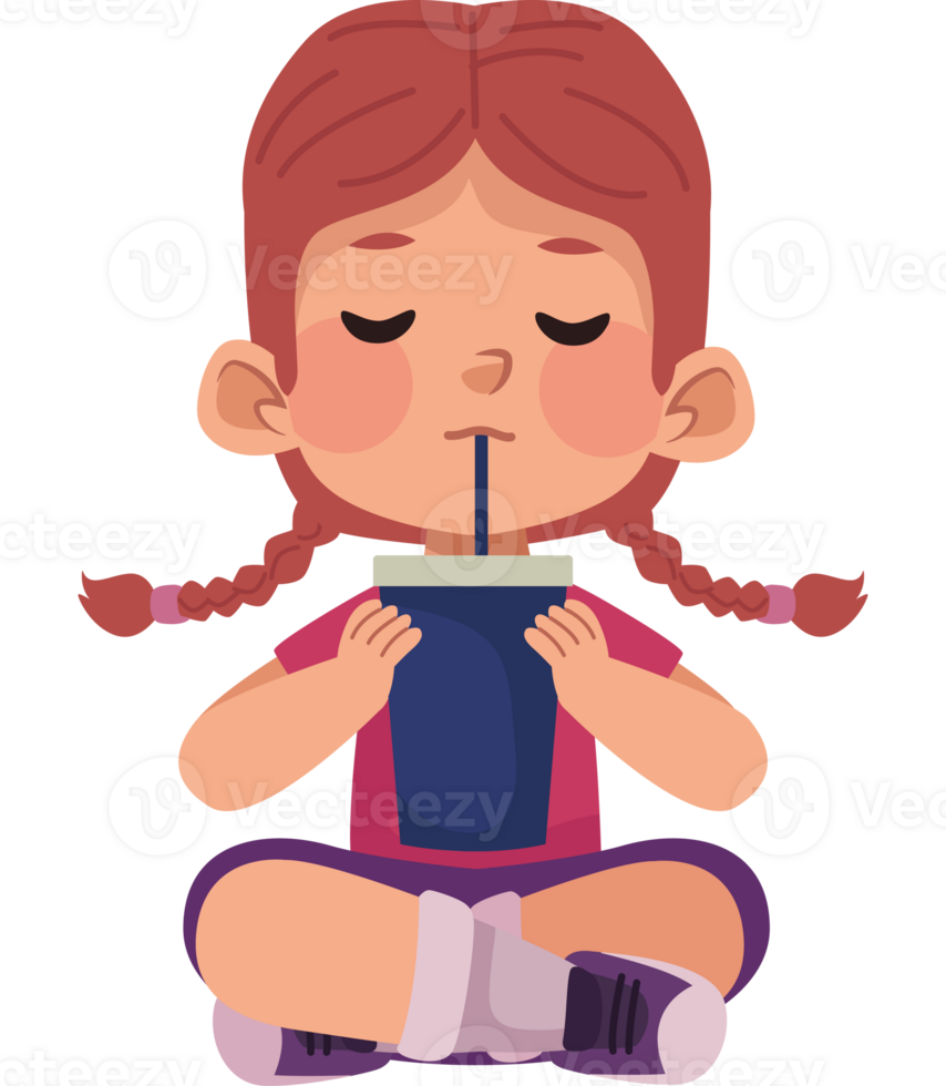 A girl sitting on the floor with a drink in her hand png