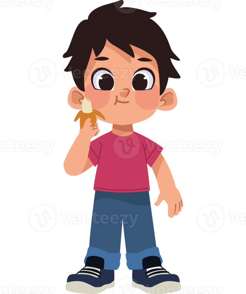 Boy eating banana png