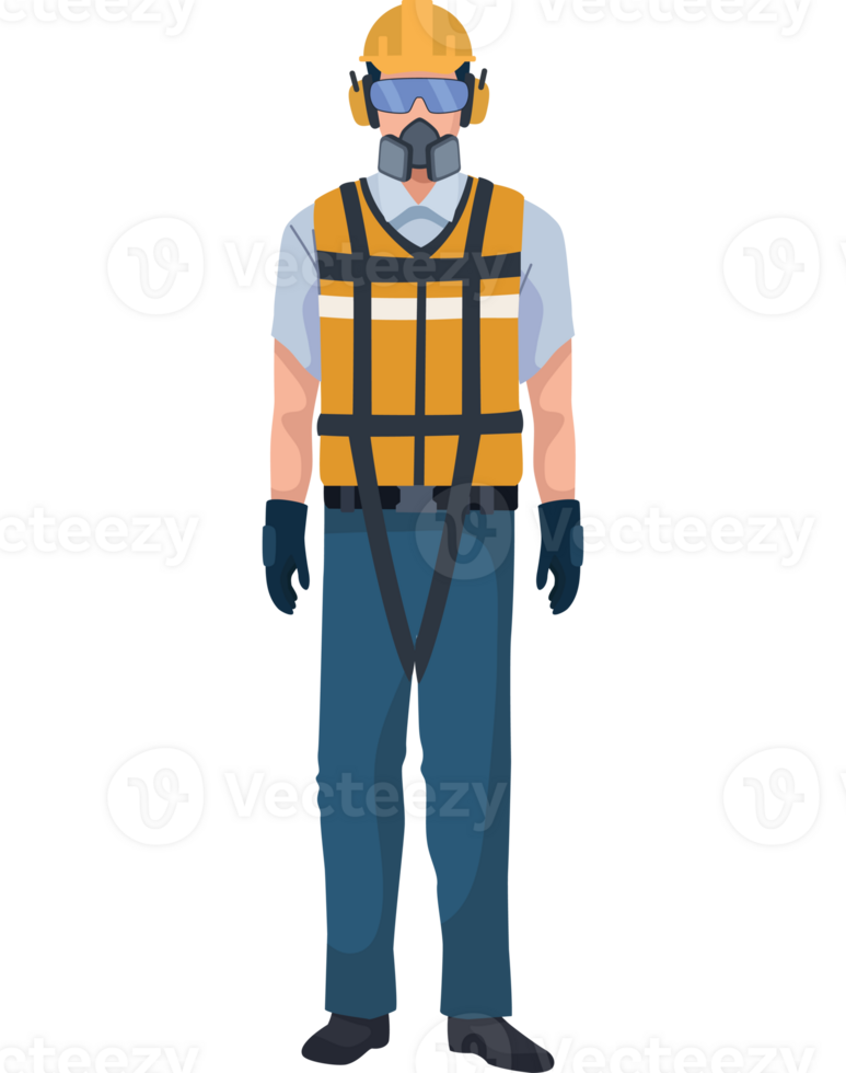 A man in a safety vest and helmet png