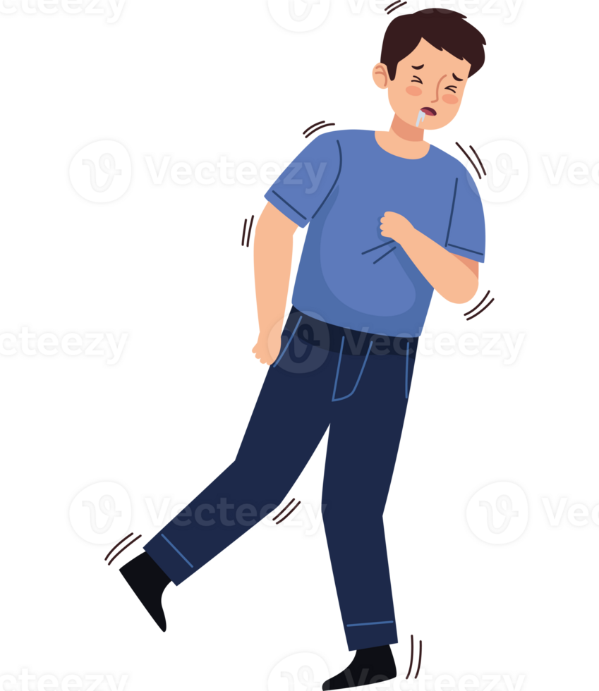 Illustration of a man with a stomachache png