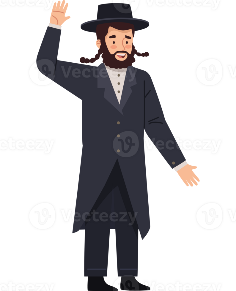 An illustration of a jewish man waving png