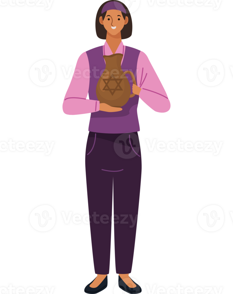 A woman holding a jar of money png
