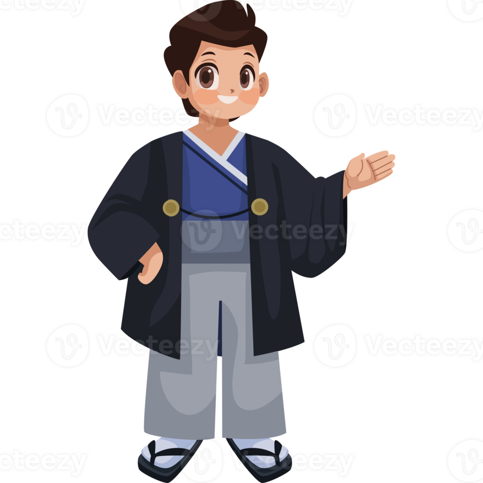 A cartoon boy in a kimono png