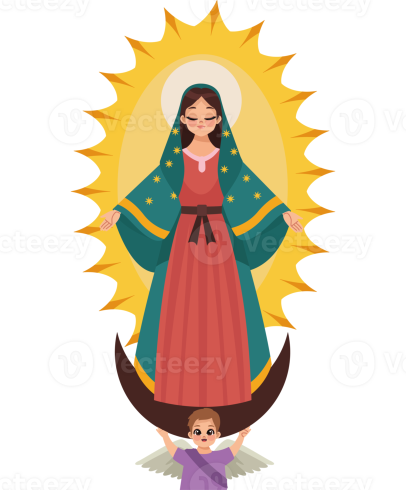 The virgin of guadalupe with an angel png