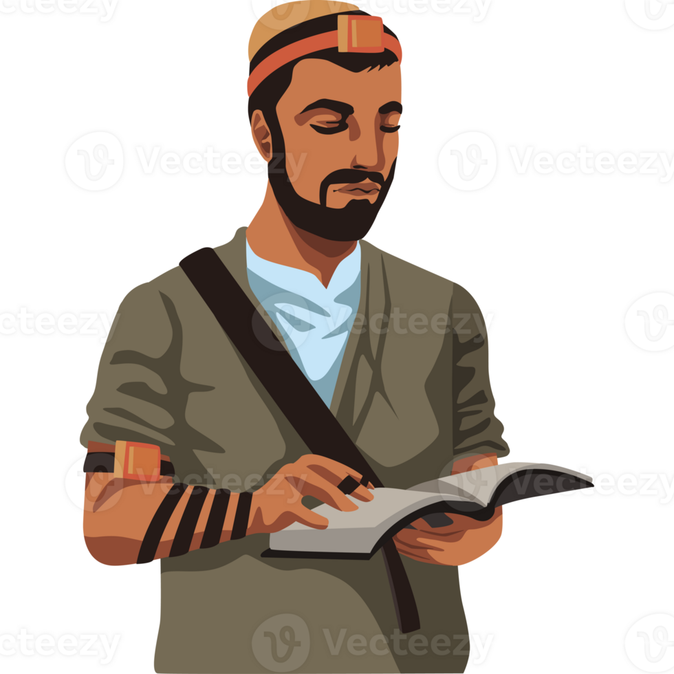 A man with a beard and a book in his hand png
