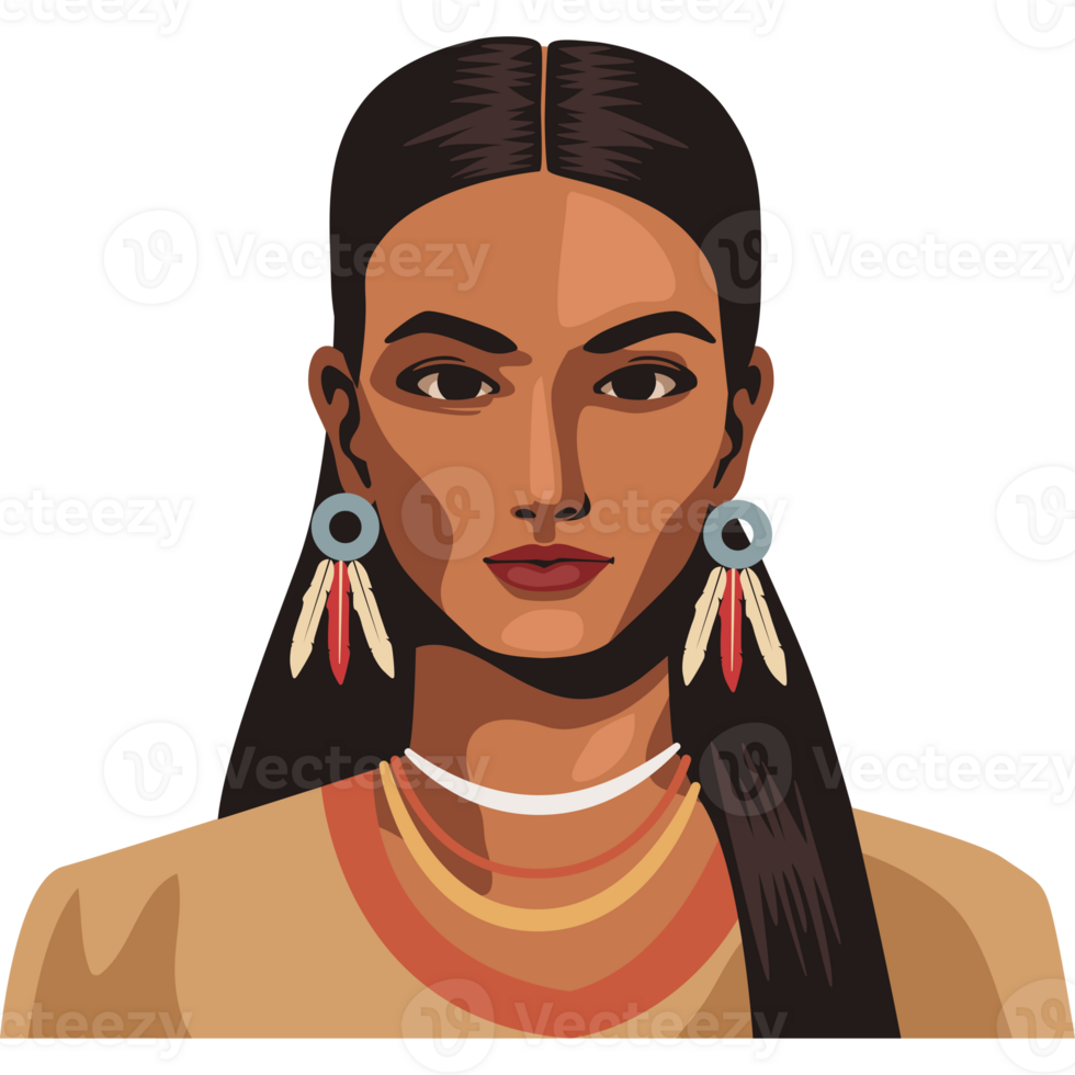 An illustration of a native american woman png