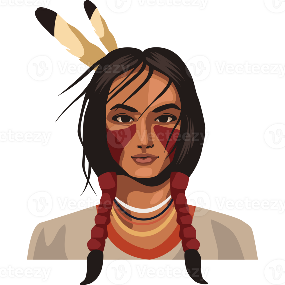 An illustration of a native american woman png