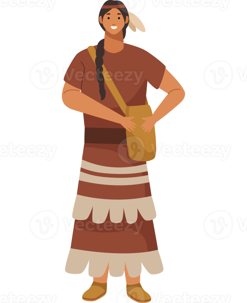 An illustration of a native american woman png