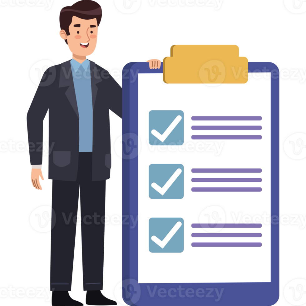 Man holding clipboard with checklist png