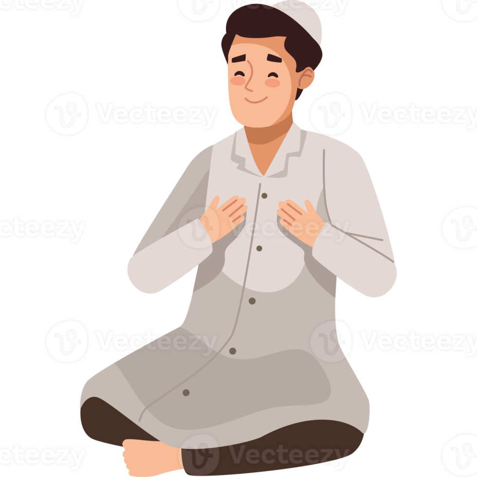 A cartoon man in a white robe sitting in the middle of the floor png