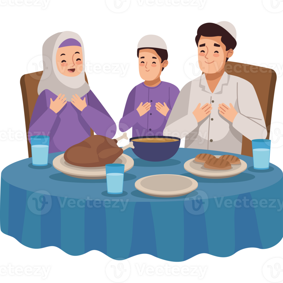 A cartoon illustration of a family sitting at a table png