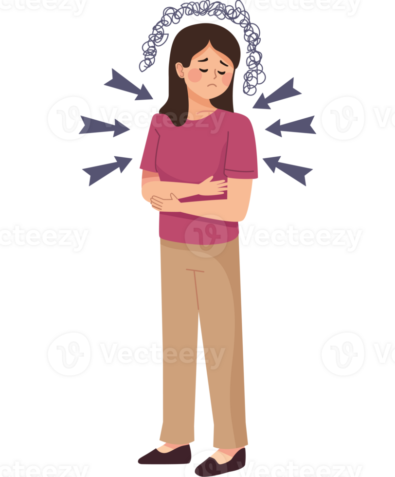 Illustration of a woman with a headache png