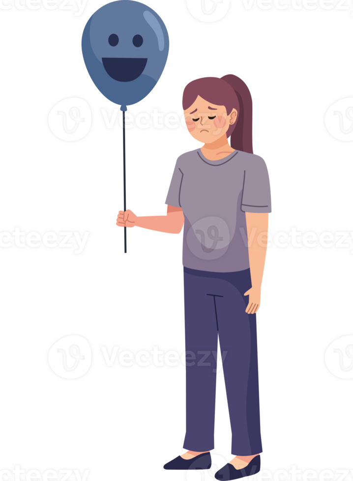 A woman holding a balloon with a smiley face on it png