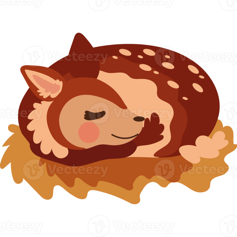 A cute deer sleeping in a nest png
