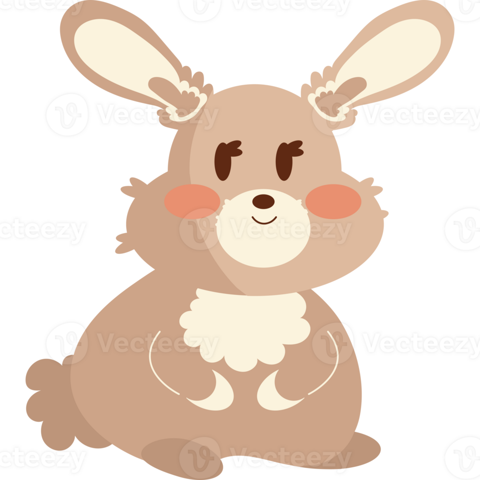 A cute bunny with big ears and a big nose png